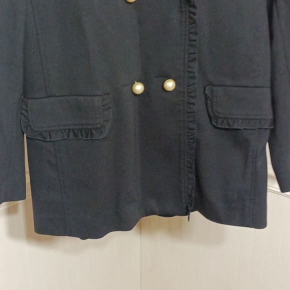 Kate Spade black pearl button ruffled bomber jacket - Picture 5 of 6